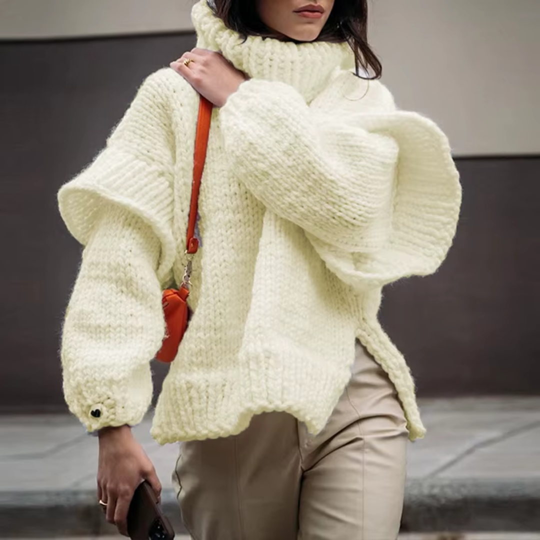 Puffy long turtleneck sweater