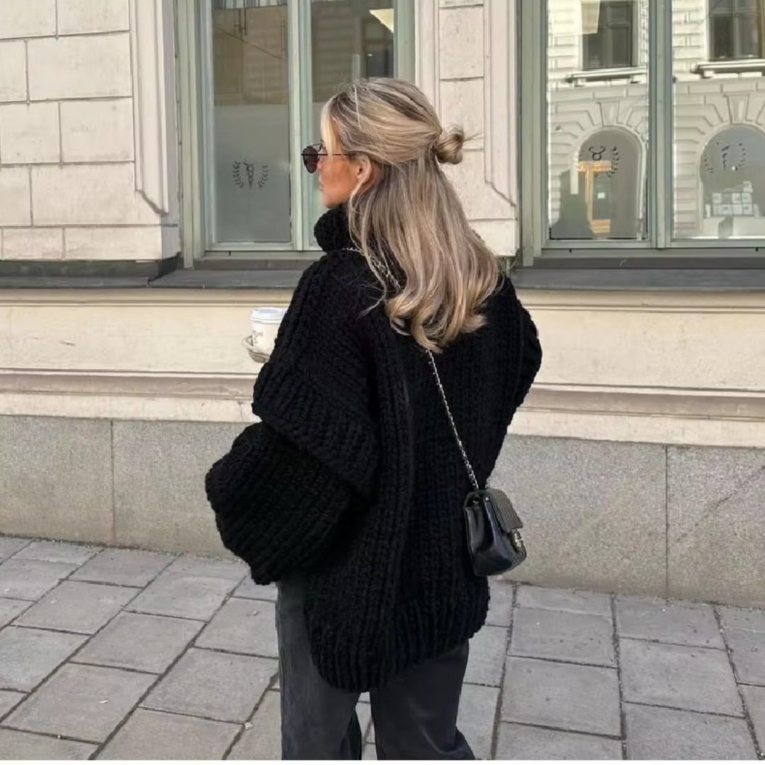Puffy long turtleneck sweater