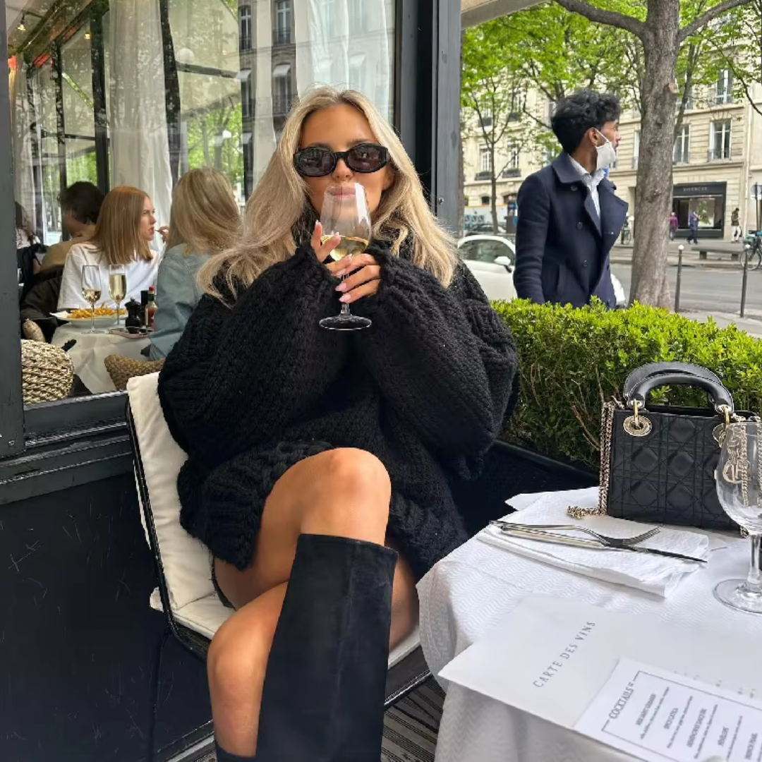 Puffy long turtleneck sweater