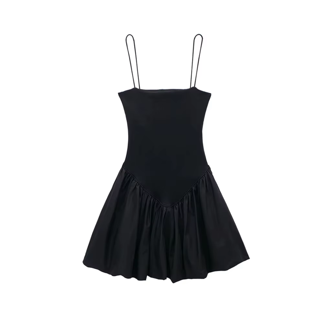 Damenkleid mit Ballonrock und figurbetonter Taille in schwarz