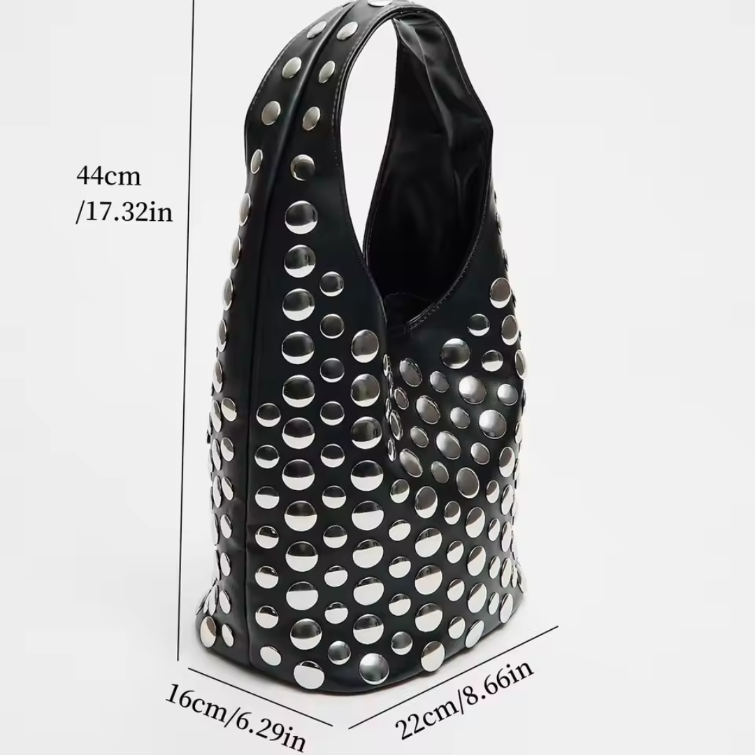 Kreisförmige Nieten Schultertasche für Damen