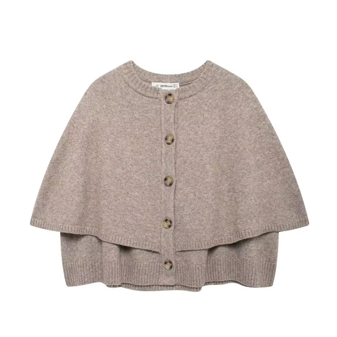 Schicker und eleganter Damenponcho mit Knöpfen – vielseitig & bequem