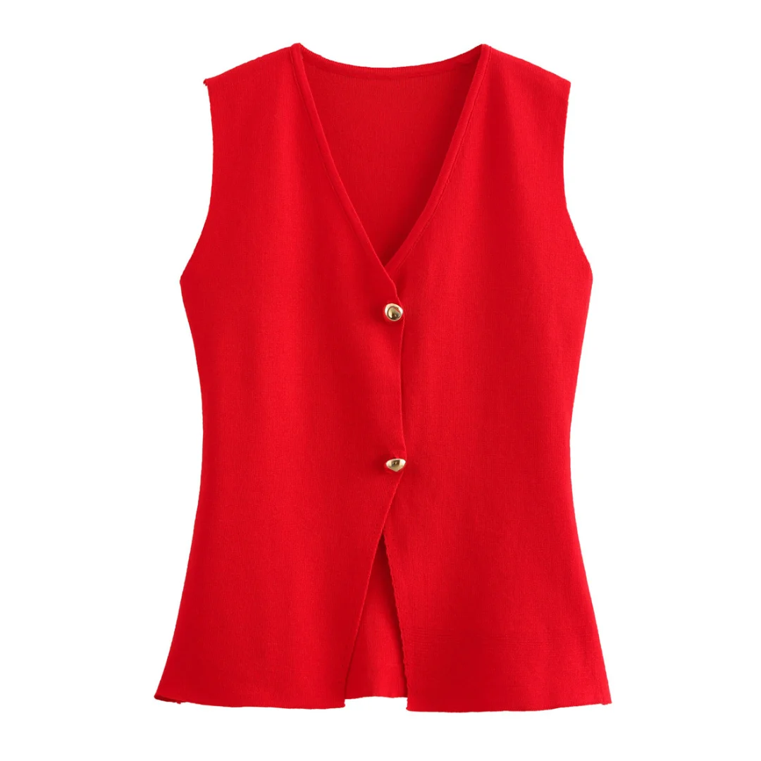Elegantes ärmelloses Top mit V-Ausschnitt in Rot
