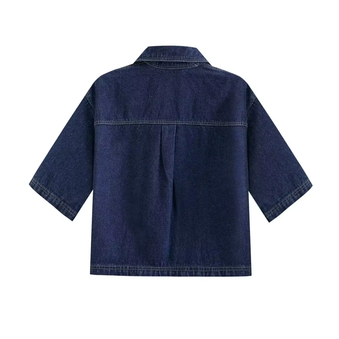 Denimoptik - Slim-Fit-Oberteil mit Rückseite