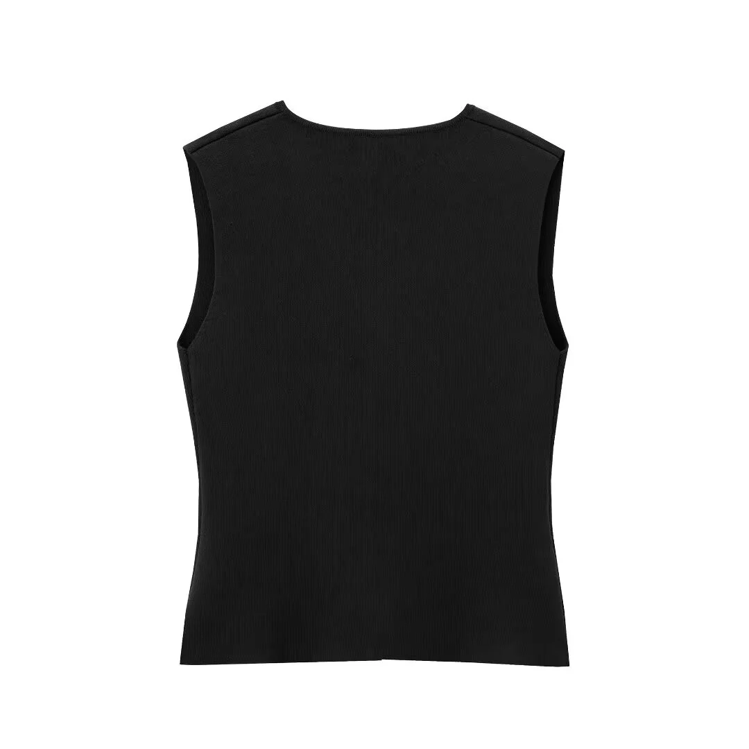 elegante schwarze ärmellose Weste