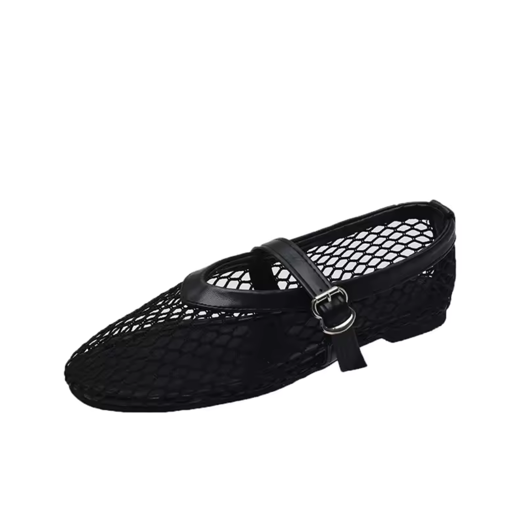 Elegante Mary Jane Einzelschuhe mit Netzdesign in schwarz