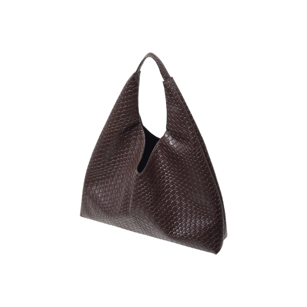 Damen Schultertasche mit gewebtem Kunstleder