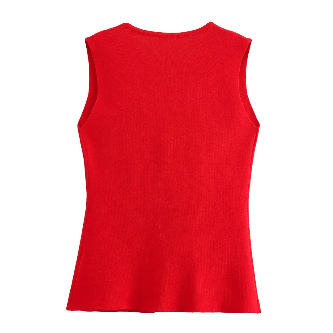 rote elegante und ärmellose Weste
