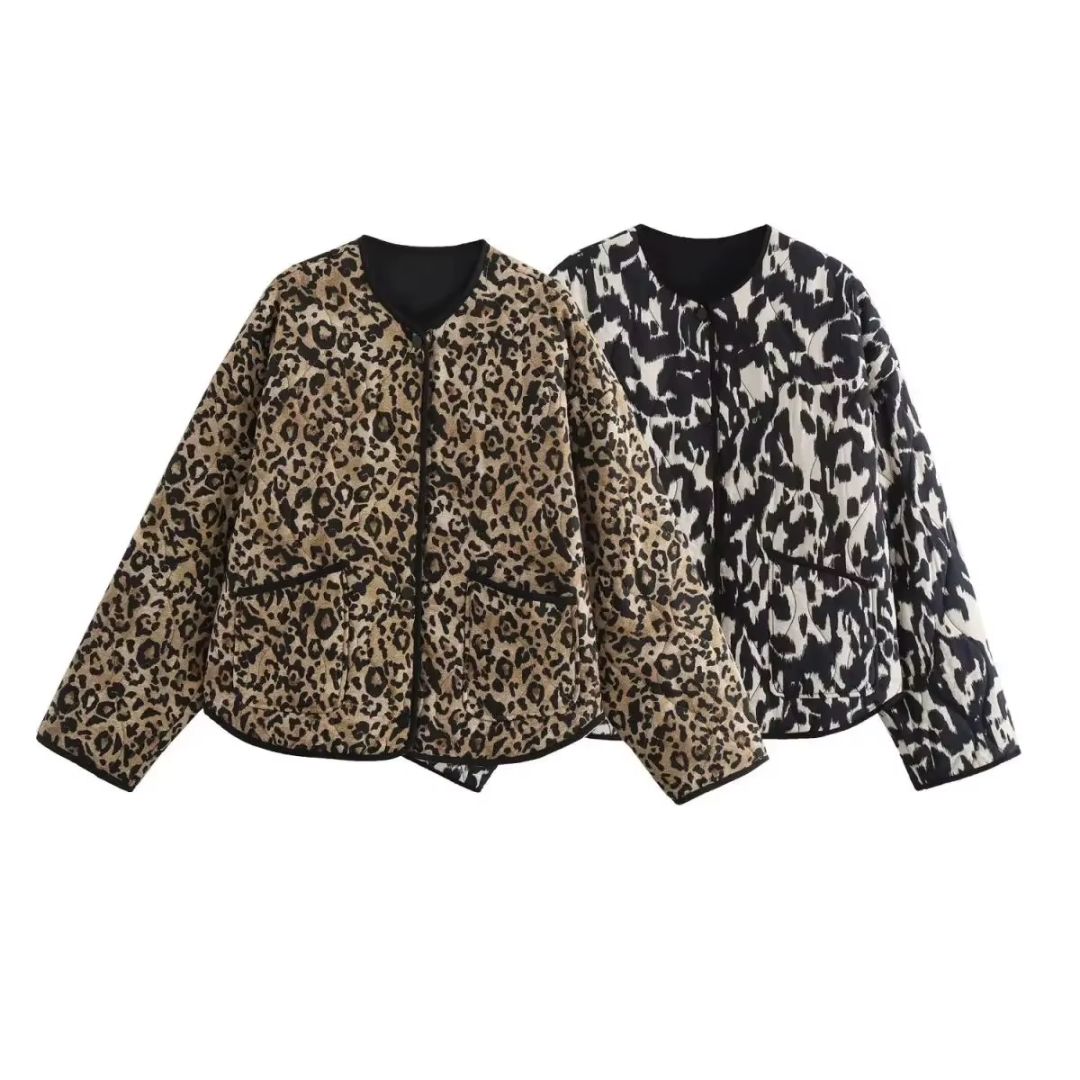 Bequeme Steppjacke für Damen im Leo-Print