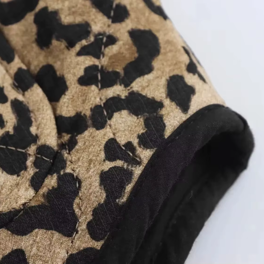 Damen Steppjacke im Leopardenmuster