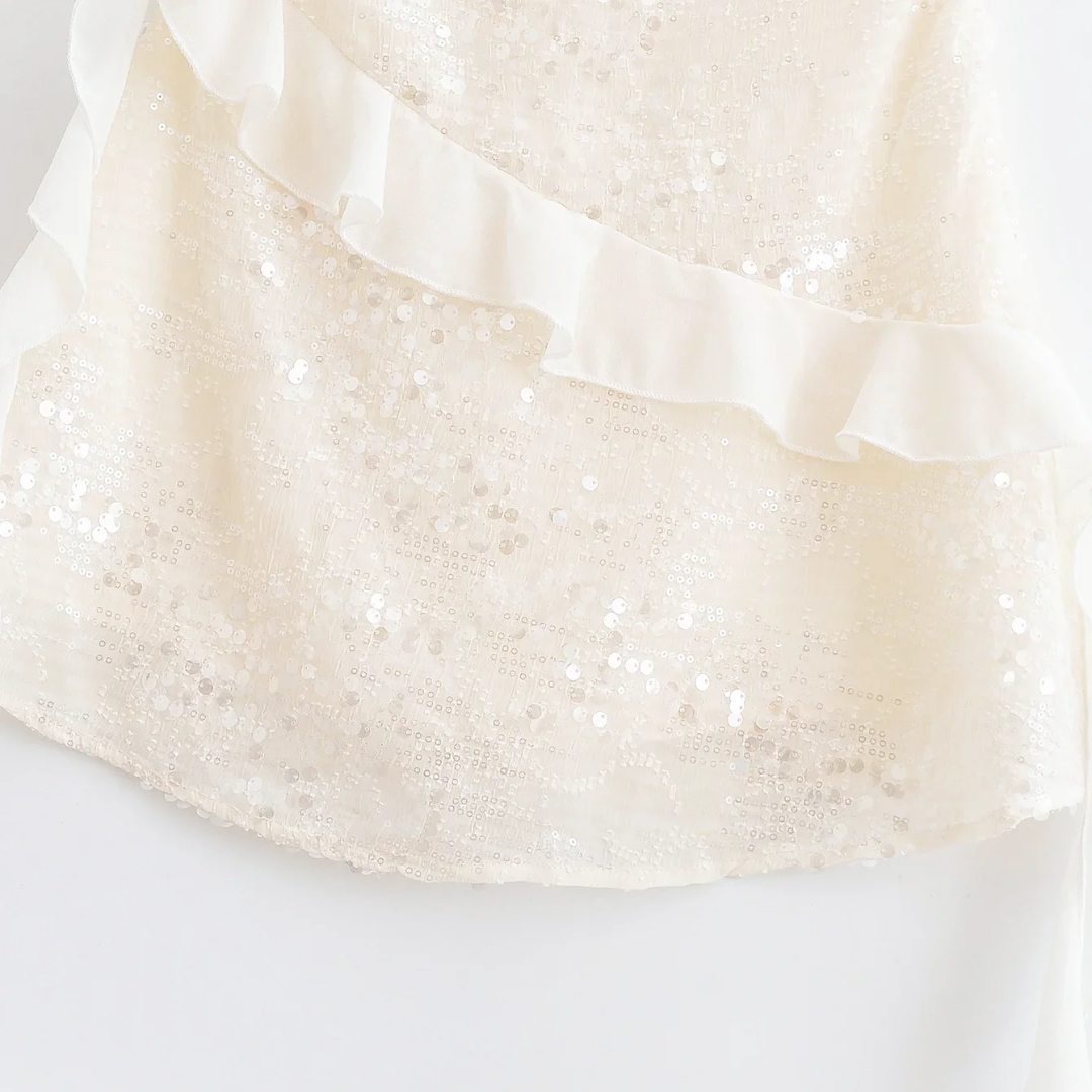 Glitzerkleid mit Volants & Cami-Ausschnitt