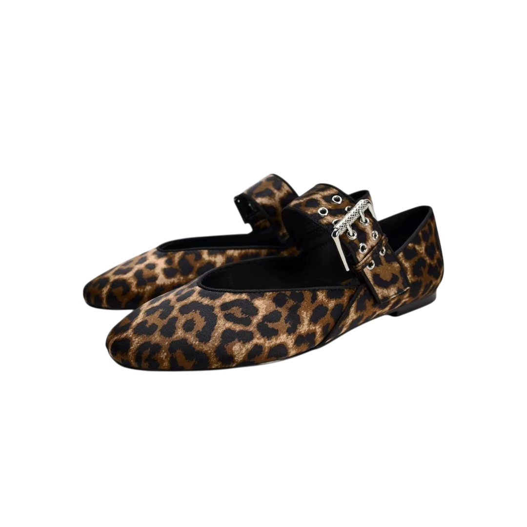 Französische Ballerinas Mary Jane in Leooptik