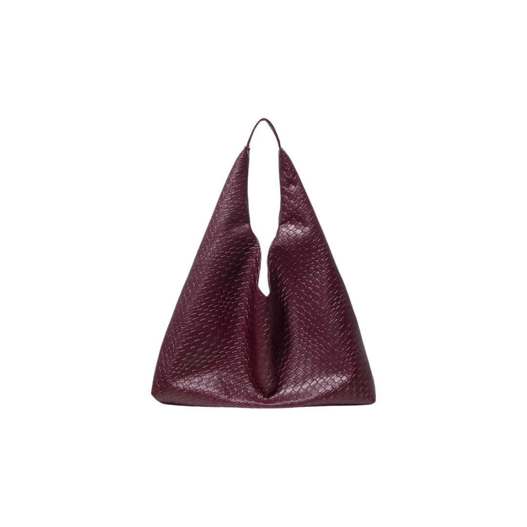 Kunstleder-Tasche mit gewebtem Muster in burgunder