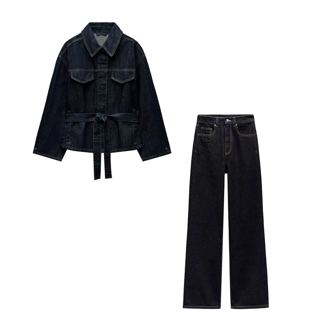 Zweiteiliges Denim-Set für Damen – High-Street-Style