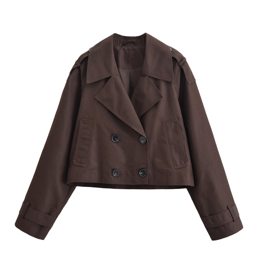 Brauner, trendiger kurzer Trenchcoat 