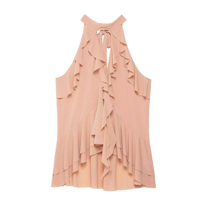Boho Top mit Raffungen für Frauen in lachsfarbe