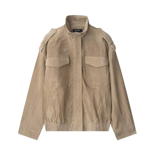 Vintage Bomberjacke aus Wildlederimitat