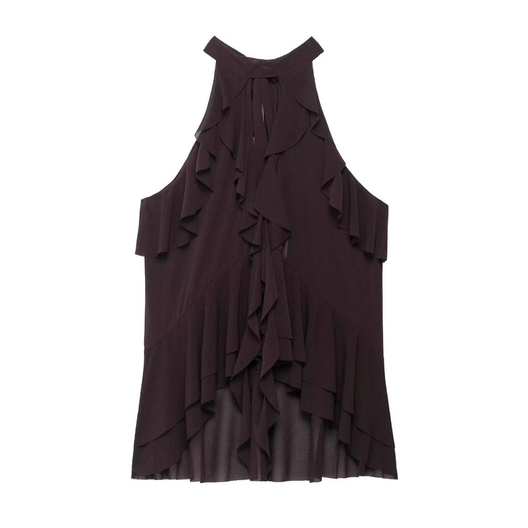 Boho Top mit Raffungen für Frauen in schwarz