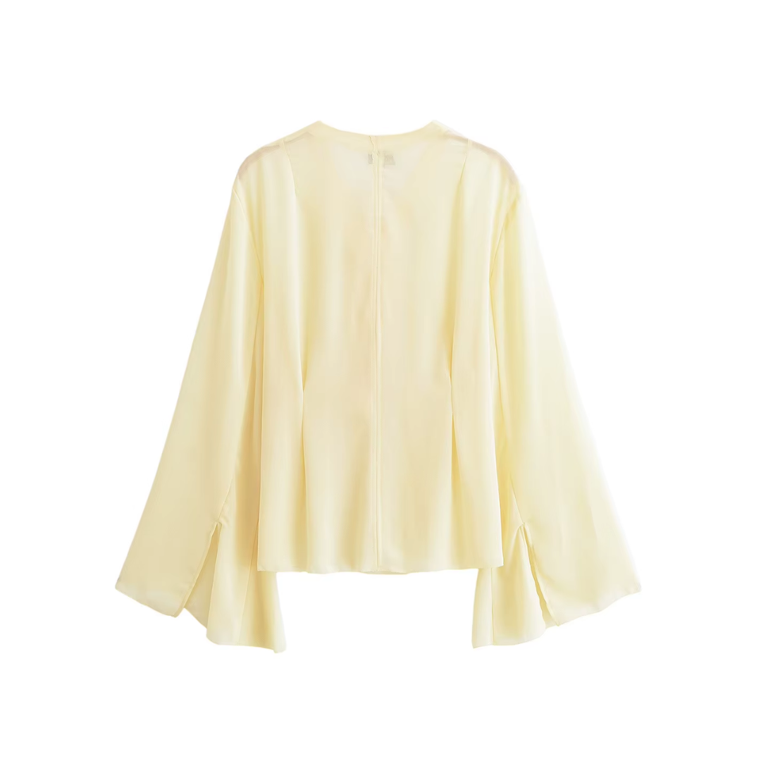 Luftige Chiffonbluse im trendigen Gelb