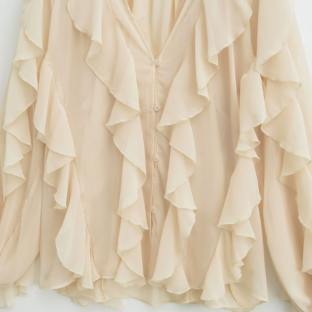 Transparente, geriffelte Bluse für Frühling und Sommer