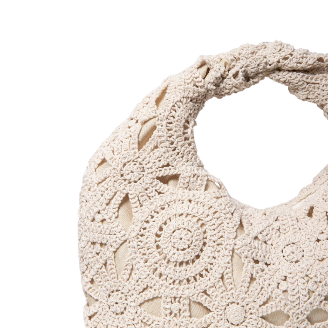 Boho Tragetasche mit Strickmuster