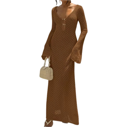 Damen Strandkleid transparent in braun