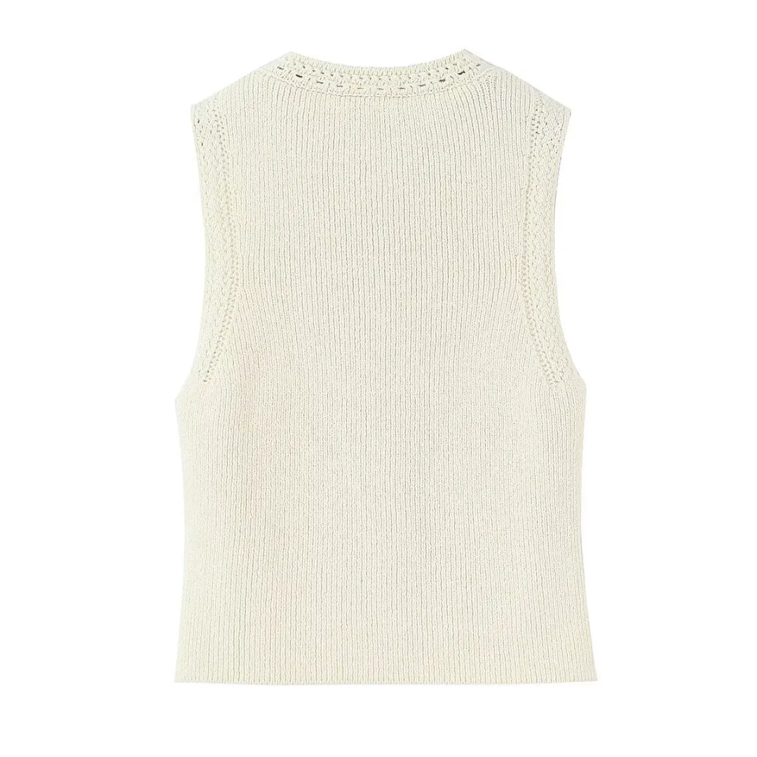 Damen Strickweste ärmellos beige elegant