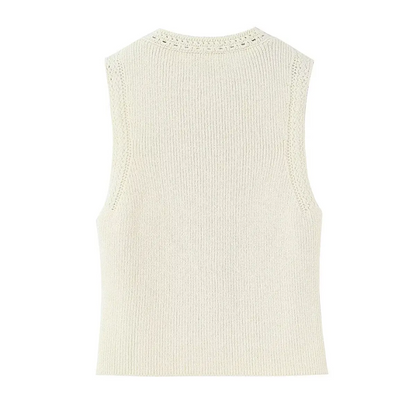 Damen Strickweste ärmellos beige elegant