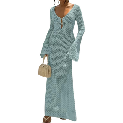 Elegantes Maxikleid für Urlaub in Türkis